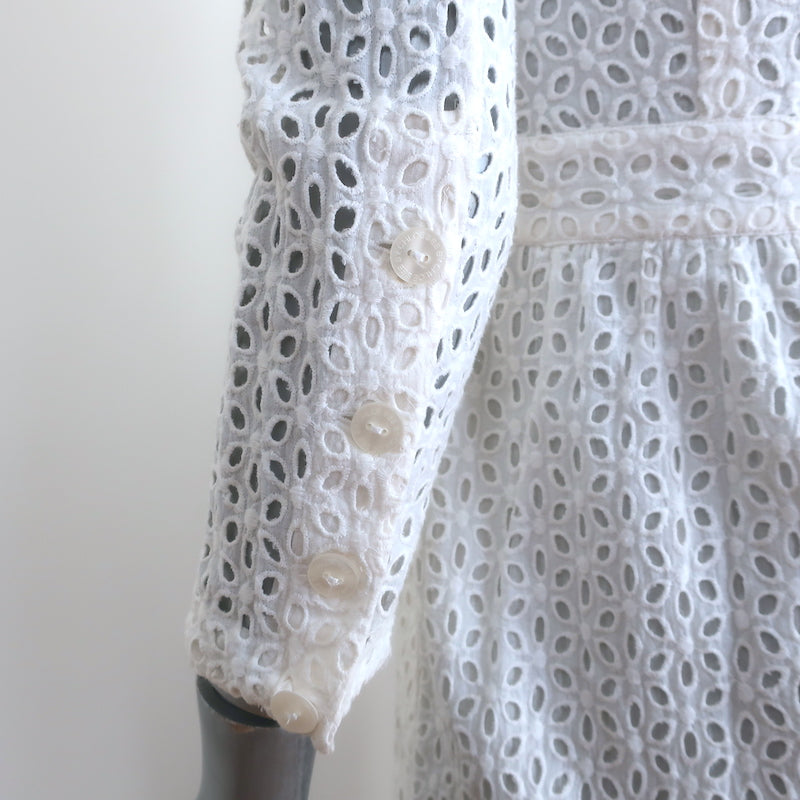 See by Chloe Eyelet-Embroidered Mini Dress White Cotton Size US 4