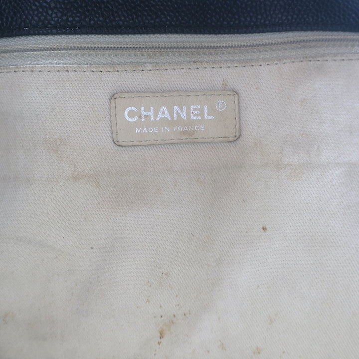 Chanel Cocomark Drawstring Tote Black Quilted Caviar Leather Large Shoulder Bag