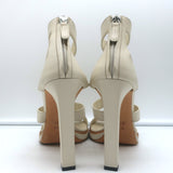 Gucci Platform Cage Sandals Cream Leather Size 40.5 Open Toe Heels