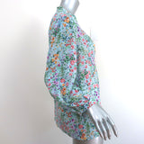 Alice + Olivia Henley Blouse Sheila Light Blue Floral Print Silk Size Medium