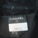 Vintage Chanel 04A Lace Rosette Turtleneck Top Black Size 40 Puff Sleeve Blouse