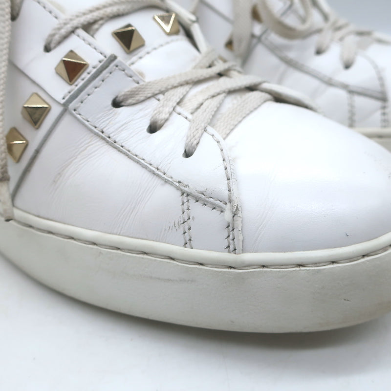Valentino Rockstud Untitled Sneakers White Leather Size 39