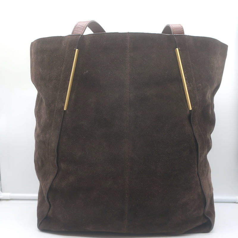 Lanvin Miss Sartorial Tote Dark Brown Suede Large Shoulder Bag