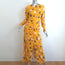 Self-Portrait Cutout Maxi Dress Yellow Floral Print Stretch Crepe Size US 4