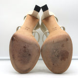 Gucci Platform Cage Sandals Cream Leather Size 40.5 Open Toe Heels