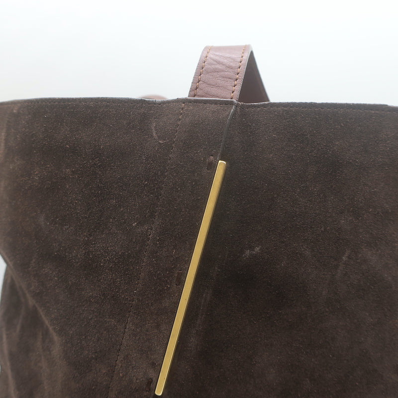 Lanvin Miss Sartorial Tote Dark Brown Suede Large Shoulder Bag