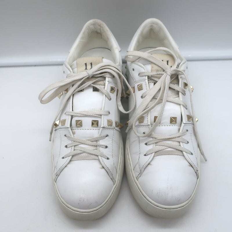 Valentino Rockstud Untitled Sneakers White Leather Size 39