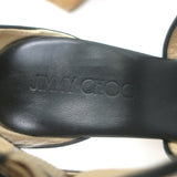 Jimmy Choo Portia Cork Platform Wedge Sandals Navy Woven Raffia Size 37