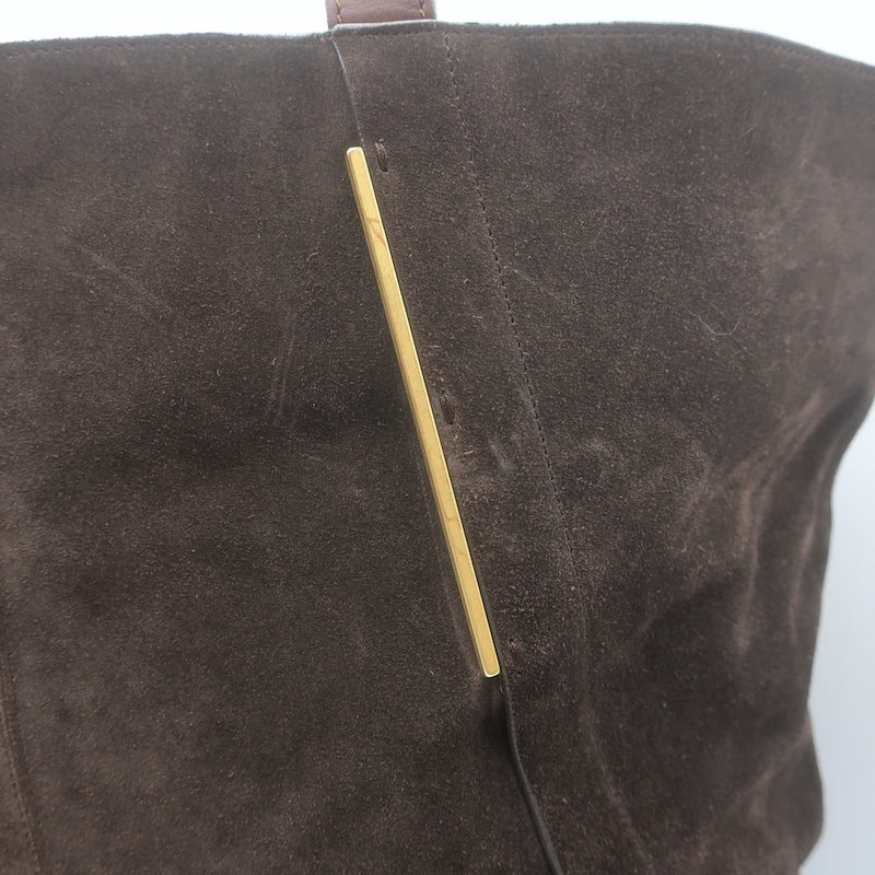 Lanvin Miss Sartorial Tote Dark Brown Suede Large Shoulder Bag