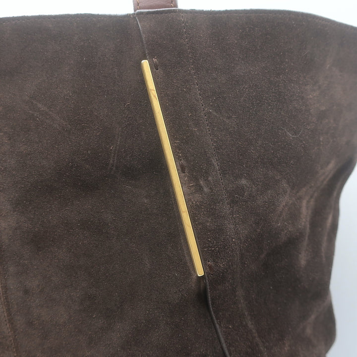 Lanvin Miss Sartorial Tote Dark Brown Suede Large Shoulder Bag