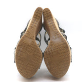 Jimmy Choo Portia Cork Platform Wedge Sandals Navy Woven Raffia Size 37