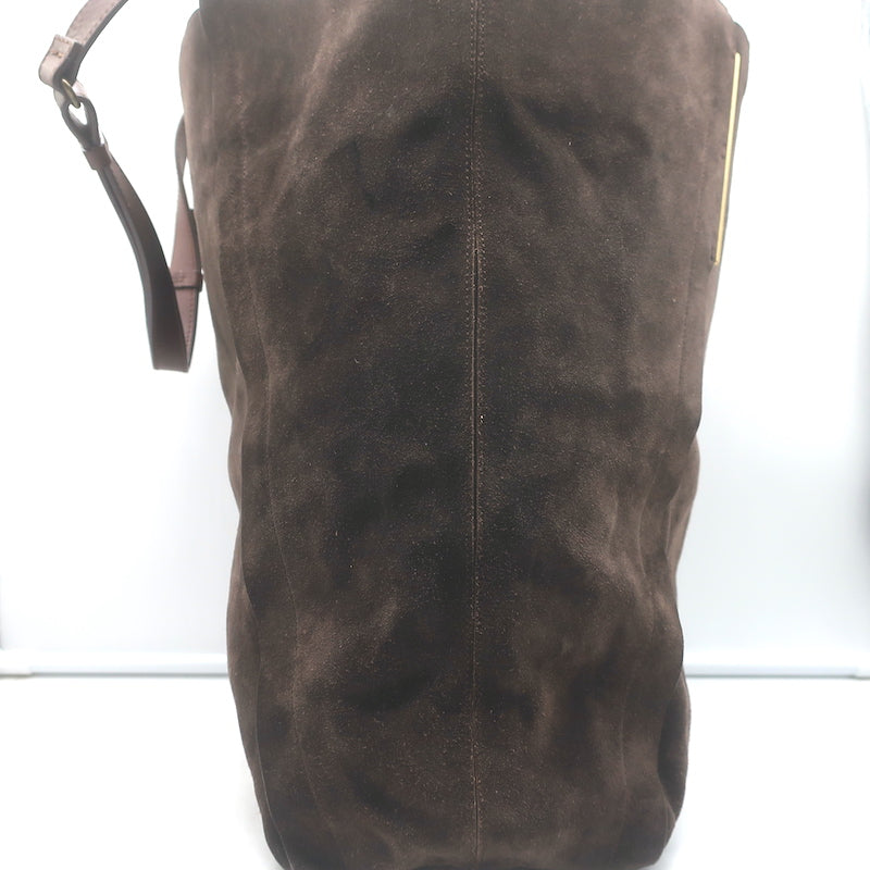 Lanvin Miss Sartorial Tote Dark Brown Suede Large Shoulder Bag