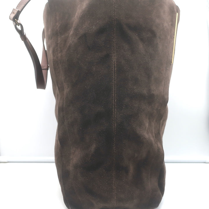 Lanvin Miss Sartorial Tote Dark Brown Suede Large Shoulder Bag