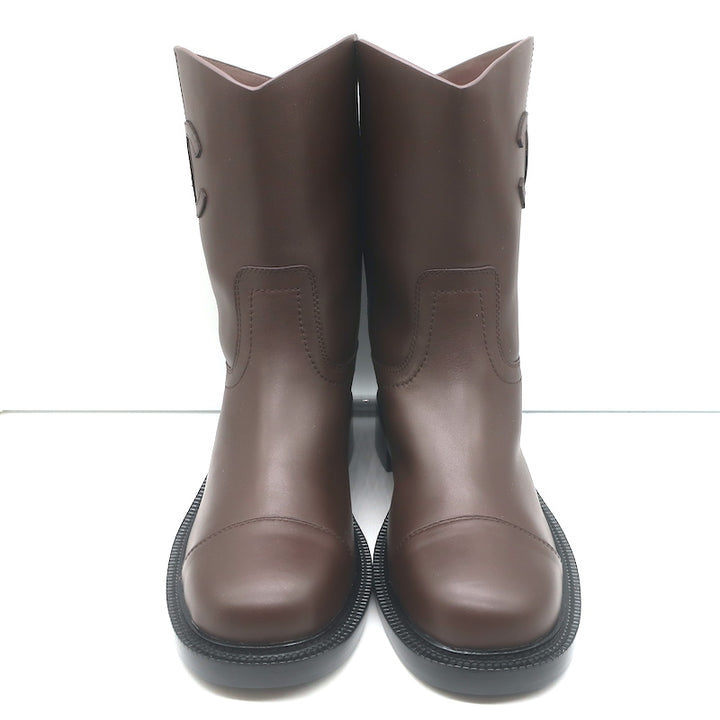 Chanel Cap Toe CC Short Riding Boots Dark Brown Leather Size 40 C NEW