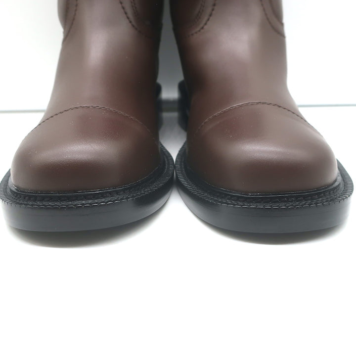 Chanel Cap Toe CC Short Riding Boots Dark Brown Leather Size 40 C NEW