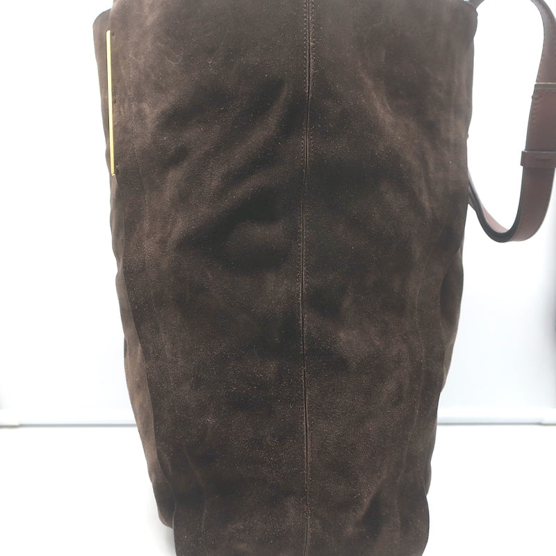 Lanvin Miss Sartorial Tote Dark Brown Suede Large Shoulder Bag