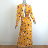 Self-Portrait Cutout Maxi Dress Yellow Floral Print Stretch Crepe Size US 4