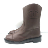 Chanel Cap Toe CC Short Riding Boots Dark Brown Leather Size 40 C NEW