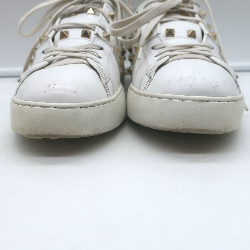 Valentino Rockstud Untitled Sneakers White Leather Size 39