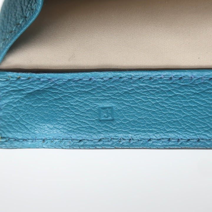 Hermes 2006 Karo GM Pouch Turquoise Epsom Leather Cosmetic Bag Palladium