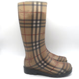 Burberry Haymarket Check Rain Boots Beige Rubber Size 38