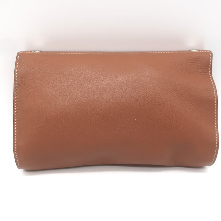 Hermes 2006 Karo GM Pouch Gold Swift Leather Cosmetic Bag Palladium Hardware