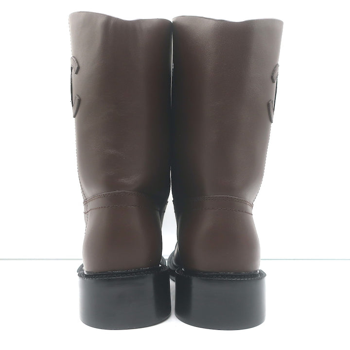 Chanel Cap Toe CC Short Riding Boots Dark Brown Leather Size 40 C NEW
