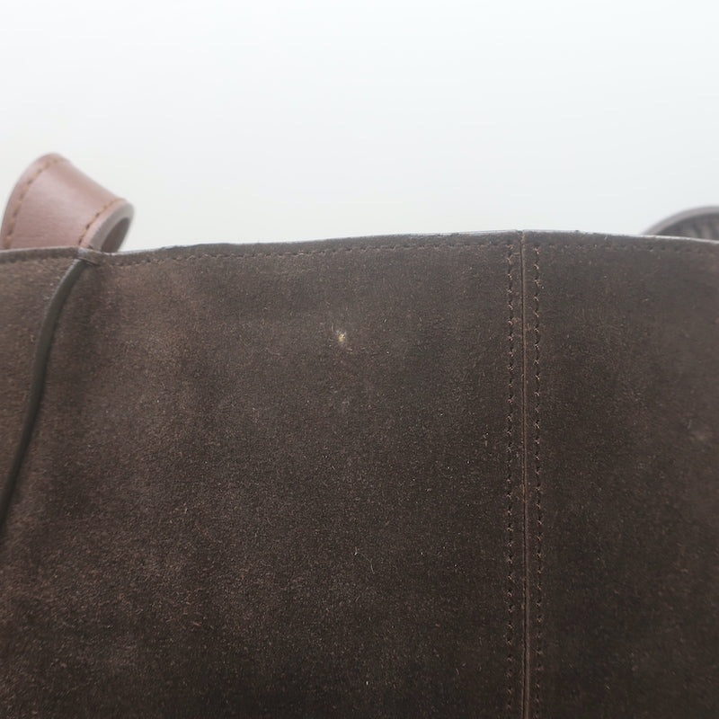 Lanvin Miss Sartorial Tote Dark Brown Suede Large Shoulder Bag