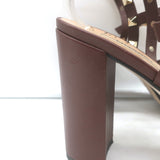 Valentino Rockstud Cage Sandals Dark Brown Leather Size 41 Ankle Strap Heels