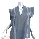 Brochu Walker Havana Top & Tiered Midi Skirt Set Washed Chambray Size Medium