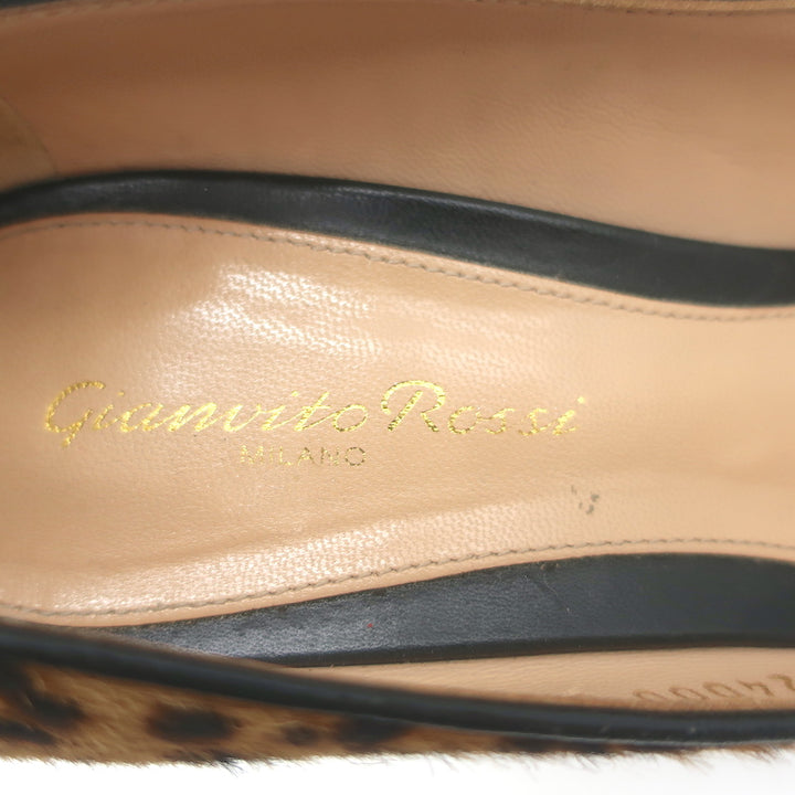 Gianvito Rossi 85 Leopard Print Calf Hair Pumps Size 39 Pointed Toe Heels