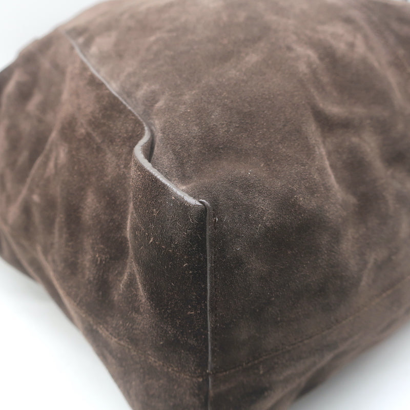 Lanvin Miss Sartorial Tote Dark Brown Suede Large Shoulder Bag