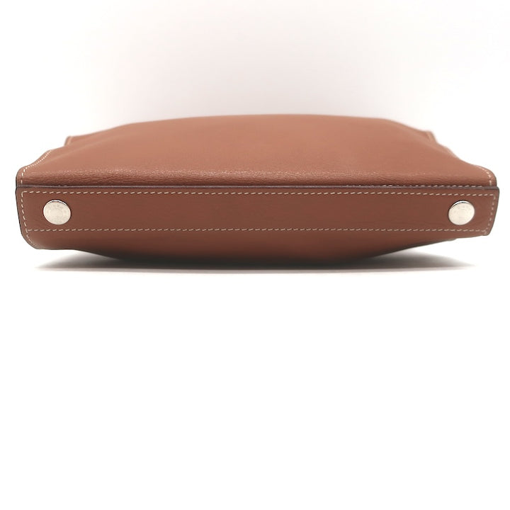 Hermes 2006 Karo GM Pouch Gold Swift Leather Cosmetic Bag Palladium Hardware