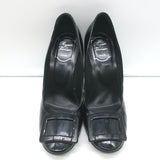 Roger Vivier Belle De Nuit Buckle Pumps Black Patent Leather Size 39