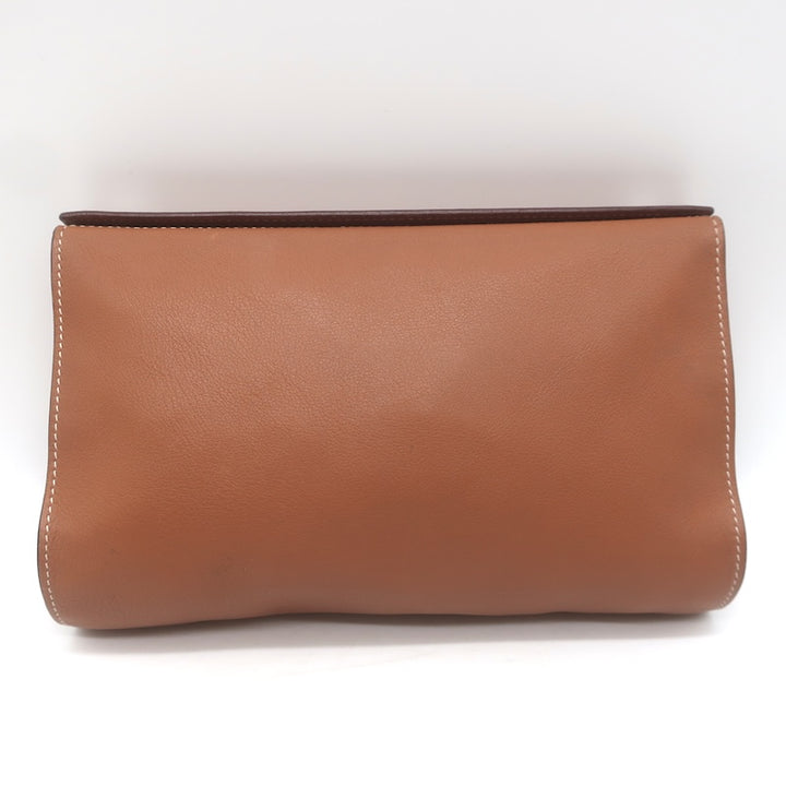 Hermes 2006 Karo GM Pouch Gold Swift Leather Cosmetic Bag Palladium Hardware