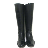 Burberry Riding Boots Black Leather with Nova Check Cover Size 40