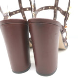 Valentino Rockstud Cage Sandals Dark Brown Leather Size 41 Ankle Strap Heels