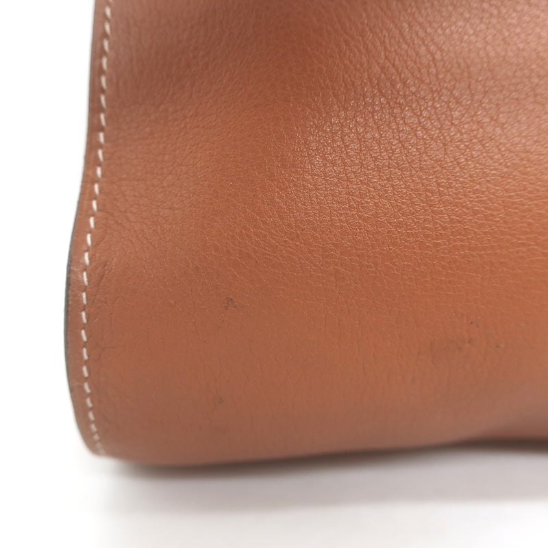 Hermes 2006 Karo GM Pouch Gold Swift Leather Cosmetic Bag Palladium Hardware
