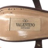 Valentino Rockstud Cage Sandals Dark Brown Leather Size 41 Ankle Strap Heels