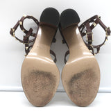 Valentino Rockstud Cage Sandals Dark Brown Leather Size 41 Ankle Strap Heels