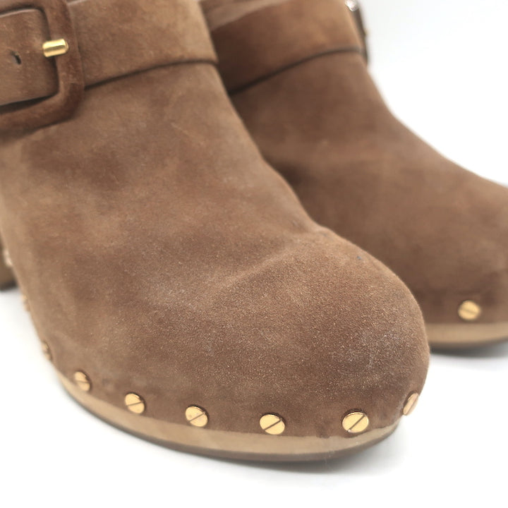 Veronica Beard Dacey Platform Clogs Brown Suede Size 10 Heeled Mules