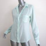Frank & Eileen Barry Button-Up Shirt Mint Cotton Size Medium Long Sleeve Top