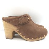 Veronica Beard Dacey Platform Clogs Brown Suede Size 10 Heeled Mules