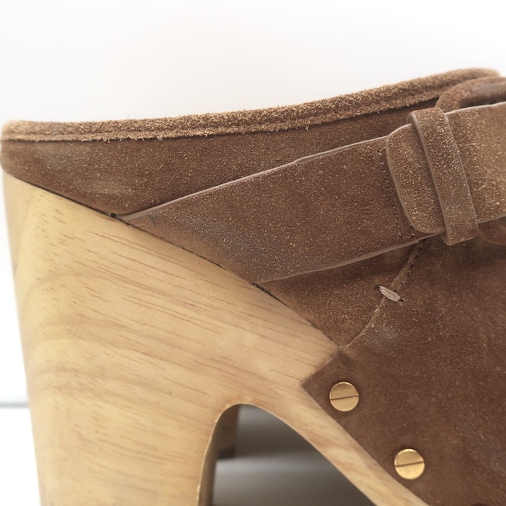 Veronica Beard Dacey Platform Clogs Brown Suede Size 10 Heeled Mules