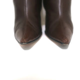 Christian Lacroix Knee High Pointed Toe Boots Dark Brown Leather Size 37.5