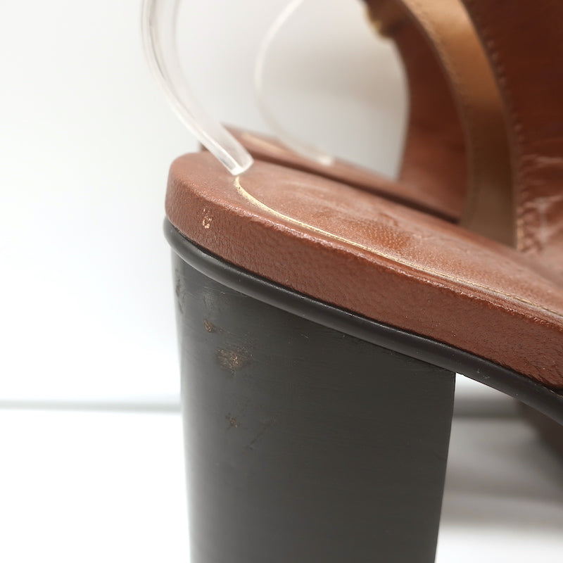 See By Chloe Crisscross Platform Sandals Brown Leather Size 39 Slingback Heels