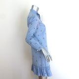 Gucci Rabbit Fil Coupe Tie-Neck Ruffled Shirtdress Blue Striped Cotton Size 38
