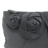 Prada Raso Rosette Clutch Black Satin