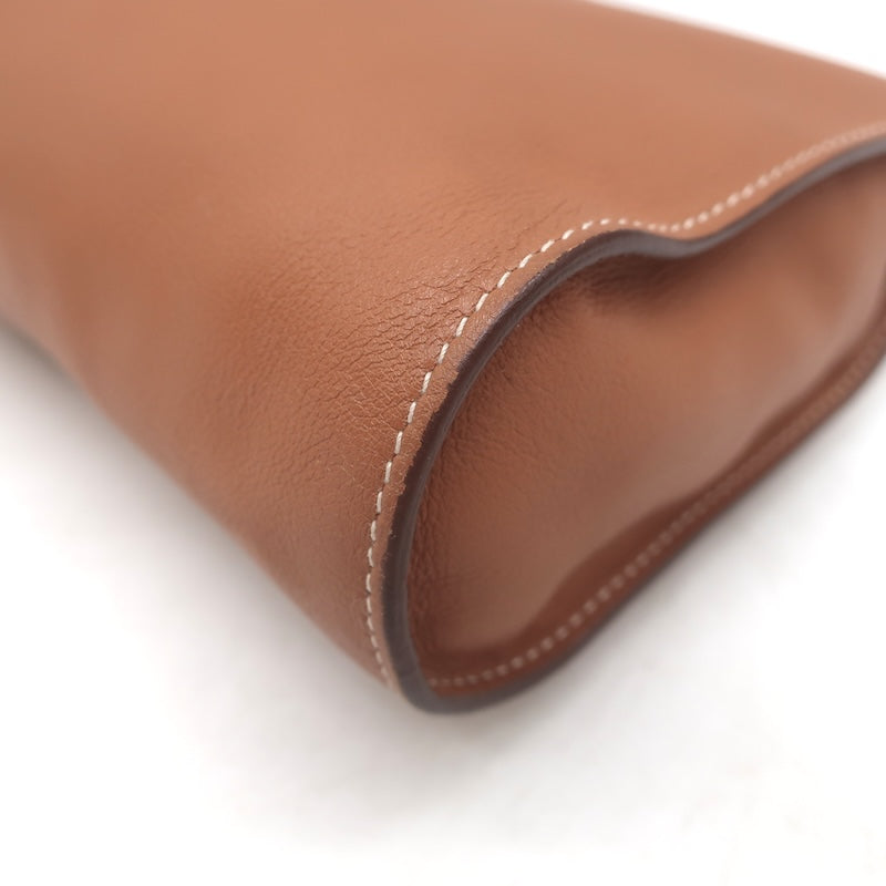 Hermes 2006 Karo GM Pouch Gold Swift Leather Cosmetic Bag Palladium Hardware