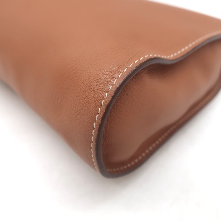 Hermes 2006 Karo GM Pouch Gold Swift Leather Cosmetic Bag Palladium Hardware